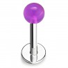 Piercing micro labret acrylique boule unicolore lilas (01)