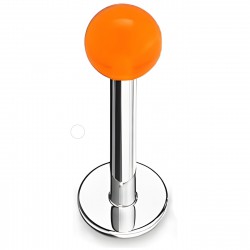 Piercing micro-labret acrylique 01 - Boule unicolore orange