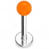 Piercing micro-labret acrylique 01 - Boule unicolore orange