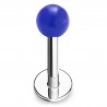 Piercing micro-labret acrylique 01 - Boule unicolore bleue