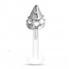 Piercing micro-labret téflon 24 - Pointe cristaux transparents