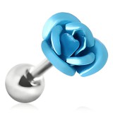 Cartilage hélix, tragus 188 - Fleur bleu-clair