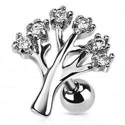 Cartilage hélix, tragus 189 - Arbre avec cristaux transparents
