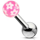Cartilage hélix, tragus 168 - Boule en acrylique rose fleurs