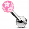 Cartilage hélix, tragus 168 - Boule en acrylique rose fleurs