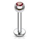 Piercing labret 03 - Boule cristal rouge