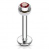 Piercing labret 03 - Boule cristal rouge