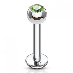 Piercing labret 03 - Boule cristal vert-pomme