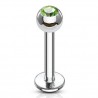 Piercing labret 03 - Boule cristal vert-pomme
