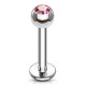 Piercing labret 03 - Boule cristal rose
