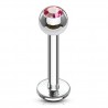 Piercing labret 03 - Boule cristal rose