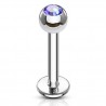 Piercing labret 03 - Boule cristal bleu