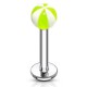 Piercing micro-labret acry 21 - Rayé vert-pomme et blanc