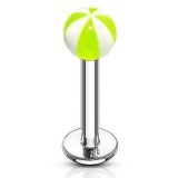 Piercing micro-labret acry 21 - Rayé vert-pomme et blanc