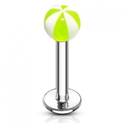 Piercing micro-labret acry 21 - Rayé vert-pomme et blanc