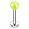 Piercing micro-labret acry 21 - Rayé vert-pomme et blanc