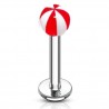 Piercing micro-labret acry 21 - Rayé rouge et blanc