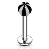 Piercing micro-labret acry 21 - Rayé noir et blanc