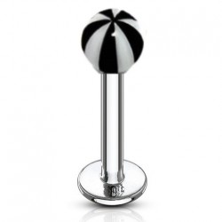 Piercing micro-labret acry 21 - Rayé noir et blanc