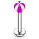 Piercing micro-labret acry 21 - Rayé lilas et blanc