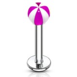 Piercing micro-labret acry 21 - Rayé lilas et blanc