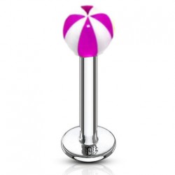 Piercing micro-labret acry 21 - Rayé lilas et blanc