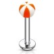 Piercing micro labret acry boule rayée orange et blanc (21)