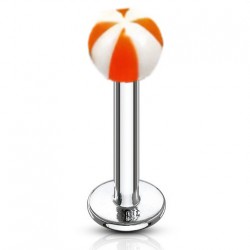 Piercing micro-labret acry 21 - Rayé orange et blanc