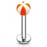 Piercing micro labret acry boule rayée orange et blanc (21)