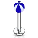 Piercing micro-labret acry 21 - Rayé bleu et blanc