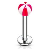Piercing micro-labret acry 21 - Rayé rose et blanc
