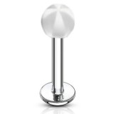 Piercing micro-labret acry 21 - Rayé transparent et blanc
