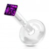 Piercing micro labret téflon cristal carré lilas (18)