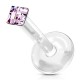 Piercing micro-labret téflon 18 - Cristal carré rose