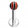 Piercing labret acrylique 11 - Boule striée rouge et noire