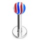 Piercing labret acrylique 11 - Boule striée bleue et rouge