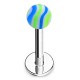 Piercing labret acrylique 11 - Boule striée bleue et verte