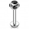 Piercing labret 39 - Boule cinq cristaux noirs