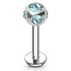 Piercing labret 39 - Boule cinq cristaux bleus