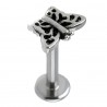 Piercing labret 05 - Beau papillon gris