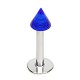 Piercing labret acrylique 02 - Pointe unicolore bleue
