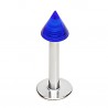 Piercing labret acrylique 02 - Pointe unicolore bleue