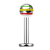 Piercing micro-labret 26 - Acier rasta boule