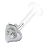 Piercing micro-labret PTFE 16 - Coeur et strass