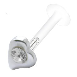 Piercing micro-labret PTFE 16 - Coeur et strass
