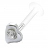 Piercing micro-labret téflon 16 - Cœur cristal transparent