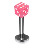 Piercing labret acrylique 05 - Dé à jouer rose