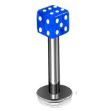 Piercing labret acrylique 05 - Dé à jouer bleu