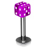 Piercing micro-labret acrylique 05 - Dé à jouer lilas