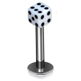 Piercing micro-labret acrylique 05 - Dé à jouer blanc